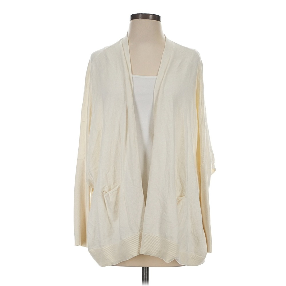 Anthropologie Moth Cardigan Women XS Cream Cotton Cashmere Open Dolman Sleeve